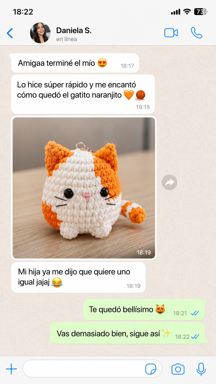 Reseña real de una alumna por WhatsApp