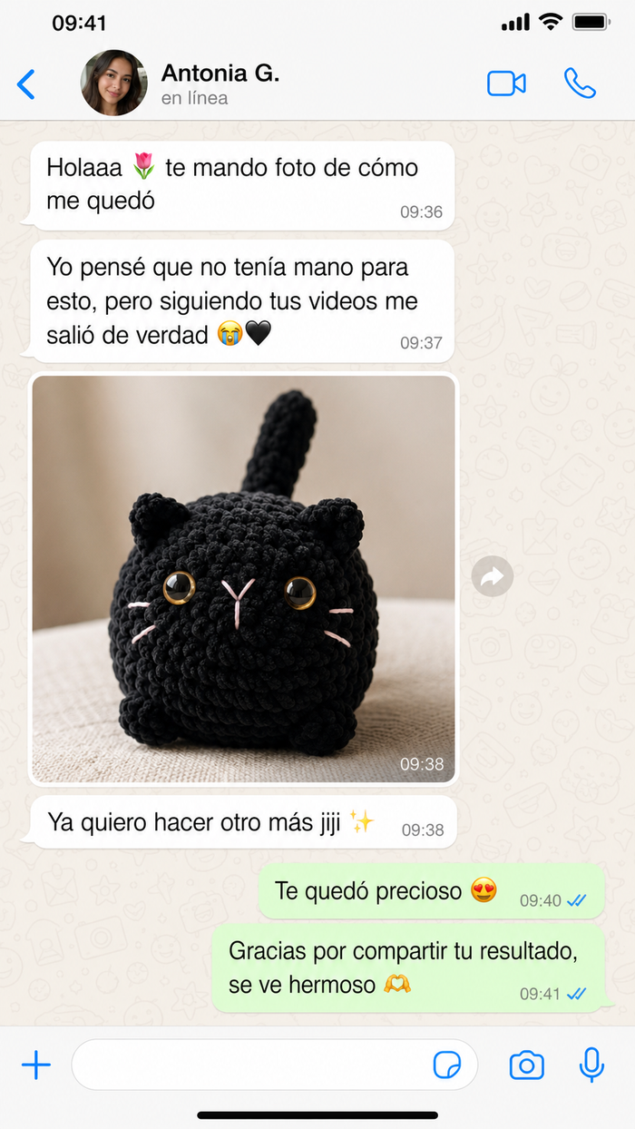 Reseña real de una alumna por WhatsApp