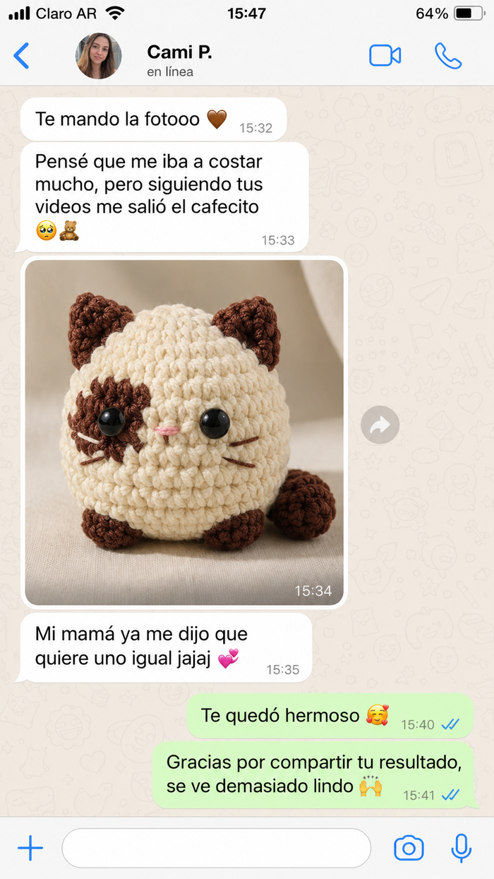 Reseña real de una alumna por WhatsApp
